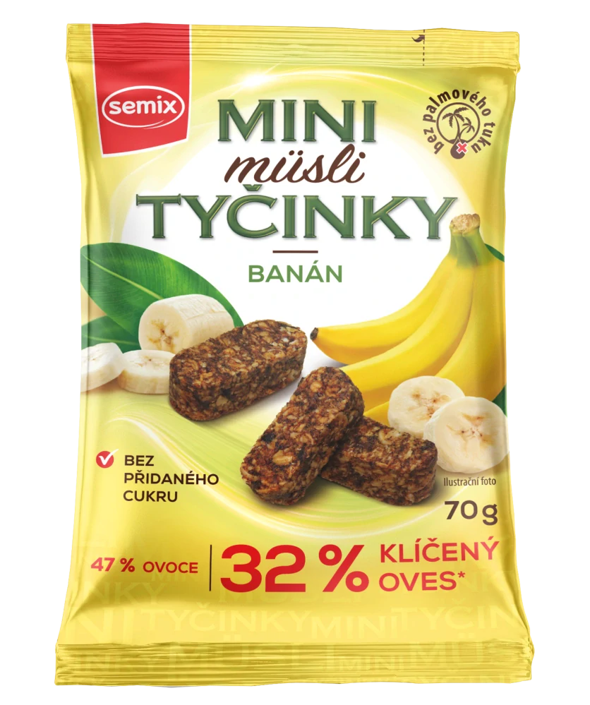 Mini müsli tyčinky – banán, bez lepku