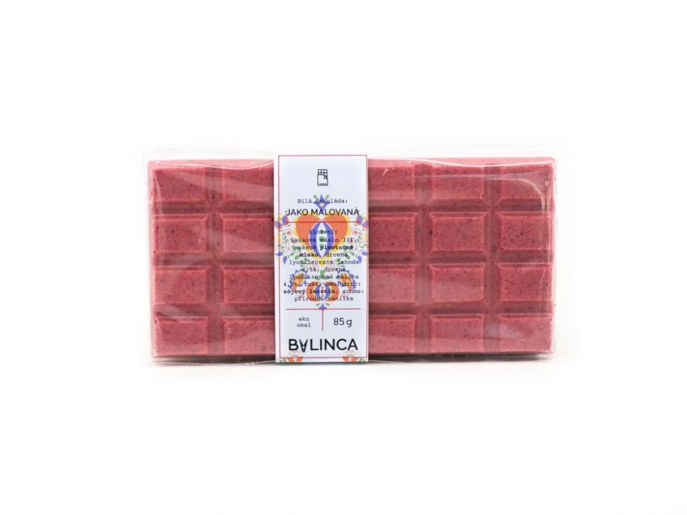 Bílá čokoláda – jahoda a malina