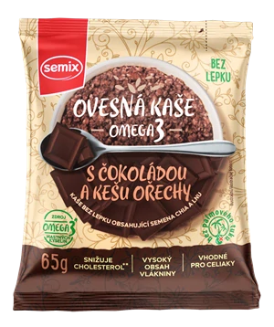 Ovesná kaše omega-3 – čokoláda a kešu, bez lepku