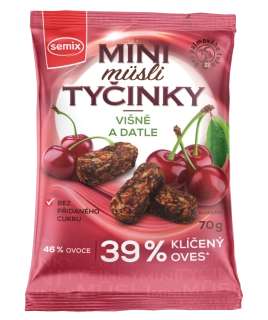 Mini müsli tyčinky – višeň a datle, bez lepku