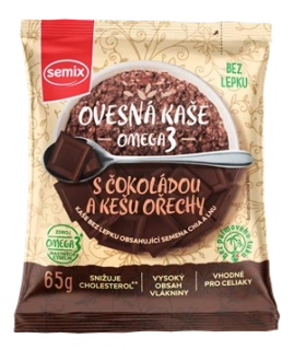 Ovesná kaše omega-3 – čokoláda a kešu, bez lepku